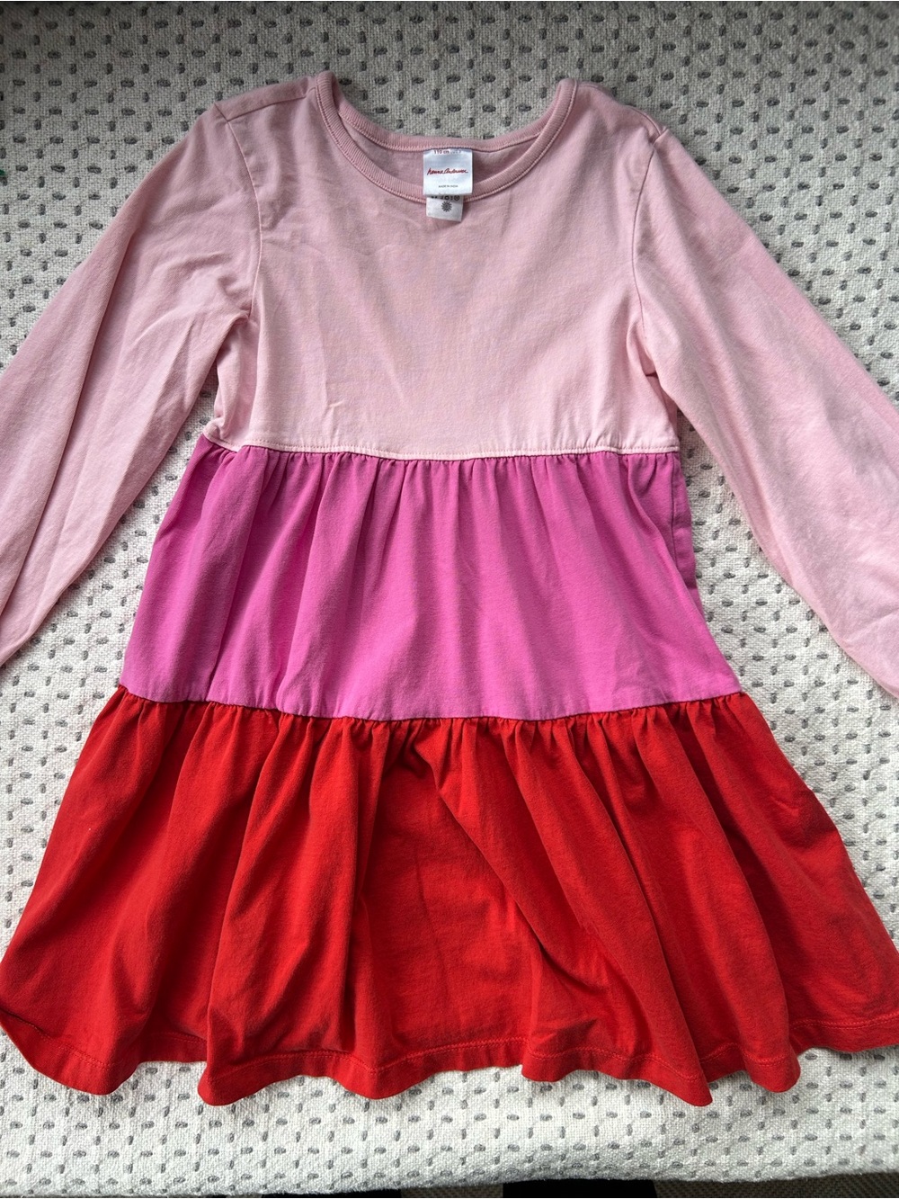 Hanna Anderson Colorblock Long Sleeve Kids Dress - Pink, Fuchsia & Red